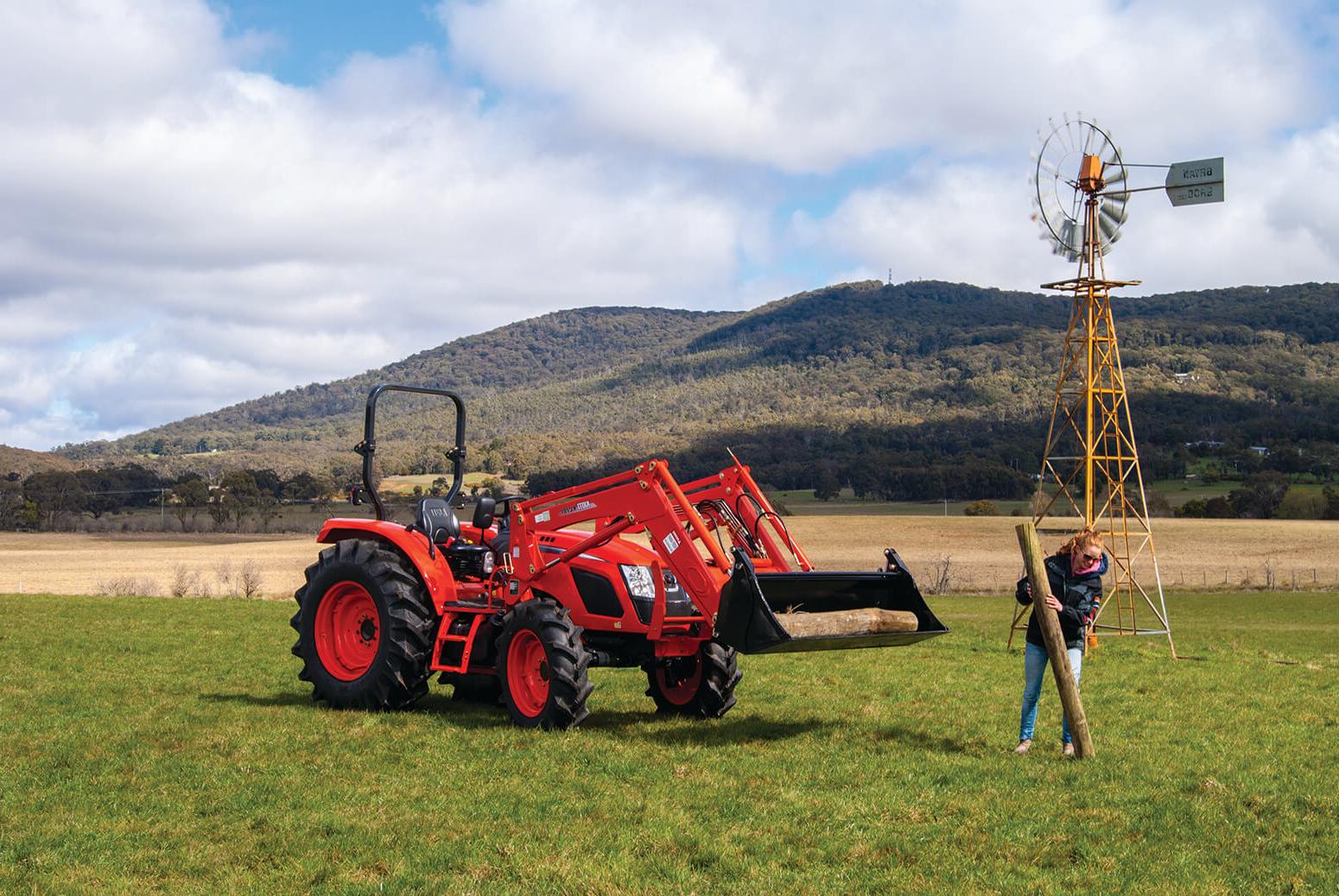 Hobby farm tractor with implements from Kioti